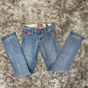 Pepe Jeans women blue painted space kids motives detailing. Size W 25. Used